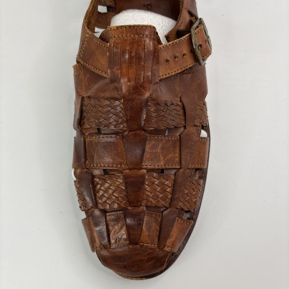 VTG Fishermen Sandals Woven Brown Leather Buckle Nordstrom Norsport Men\'s Sz 15 main image 9